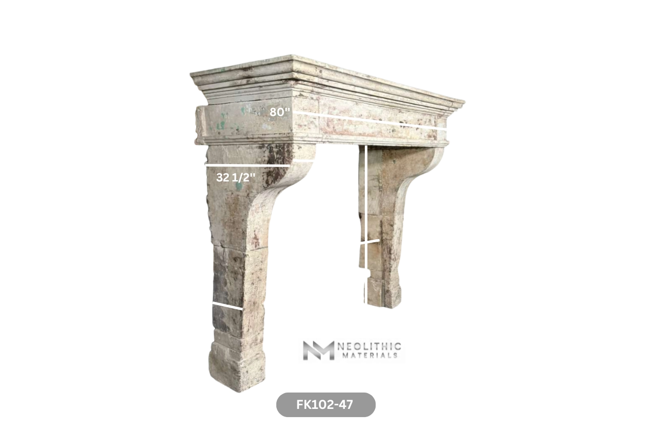 French Antique 18th Century Limestone Fireplace - Image 8